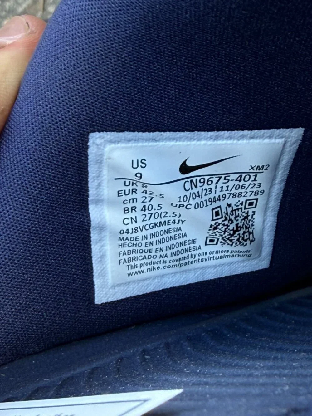 NWT Nike Men's US 9-13 Midnight Navy/White Victori One Slides CN9675-401